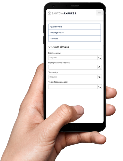 Santova express courier app on phone
